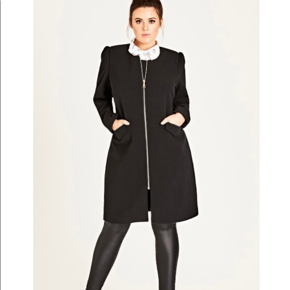 City Chic Simple Elegance Coat Black